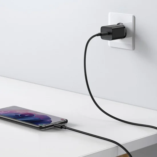 Priza Type-C PD25W Type-C Charger + Type-C кабел - Baseus Super Si (TZCCCCSUP-L01) - черен