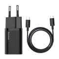 Priza Type-C PD25W Type-C Charger + Type-C кабел - Baseus Super Si (TZCCCCSUP-L01) - черен