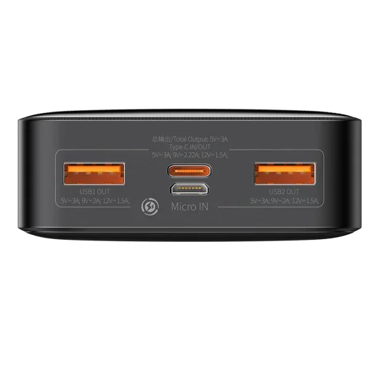 Външна батерия 20000mAh, 20W - Baseus Bipow Digital Display (PPBD050501) - Черен