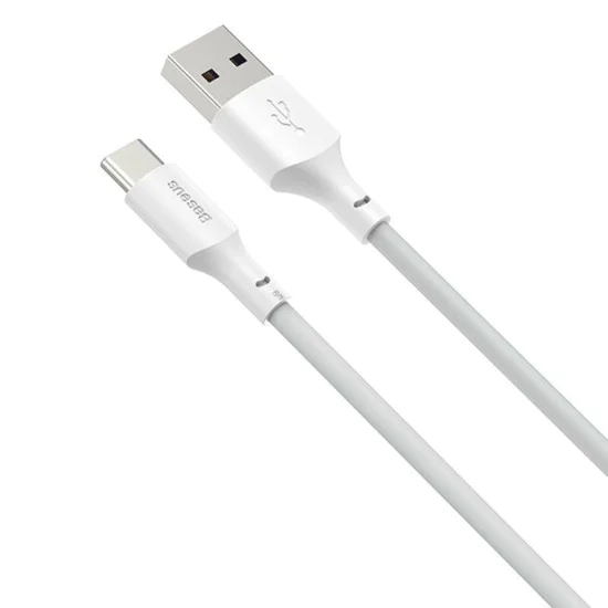 Кабел за данни USB към Type-C, бързо зареждане 5A, 40W, 1.5m (комплект 2) - Baseus (TZCATZJ-02) - бял