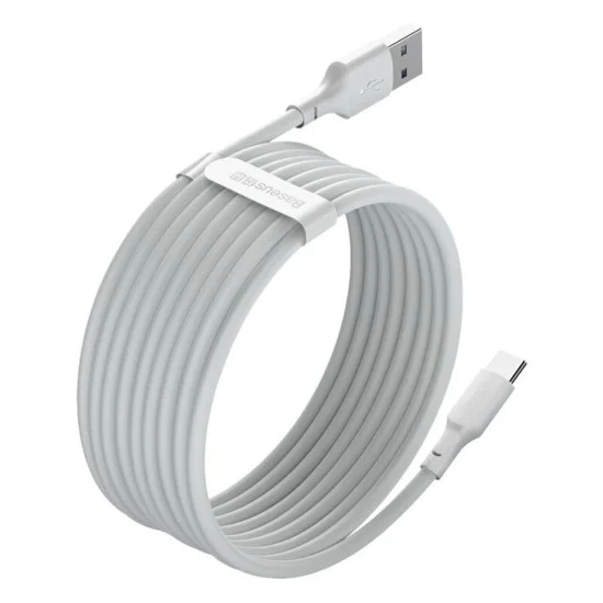 Кабел за данни USB към Type-C, бързо зареждане 5A, 40W, 1.5m (комплект 2) - Baseus (TZCATZJ-02) - бял