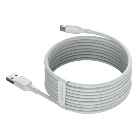 Кабел за данни USB към Type-C, бързо зареждане 5A, 40W, 1.5m (комплект 2) - Baseus (TZCATZJ-02) - бял