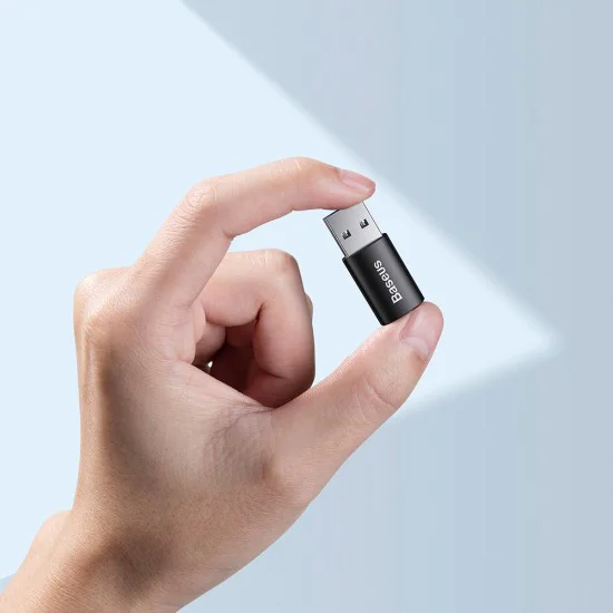 Алуминиев OTG адаптер, USB 3.1 към Type-C, 10Gbps - Baseus Ingenuity Series (ZJJJQ000101) - черен