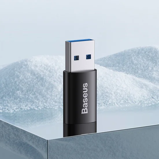 Алуминиев OTG адаптер, USB 3.1 към Type-C, 10Gbps - Baseus Ingenuity Series (ZJJJQ000101) - черен