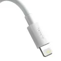 Кабел за данни USB към Lightning, бързо зареждане 2.4A, 480Mbps, 1.5m (комплект 2) - Baseus (TZCALZJ-02) - бял
