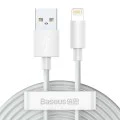 Кабел за данни USB към Lightning, бързо зареждане 2.4A, 480Mbps, 1.5m (комплект 2) - Baseus (TZCALZJ-02) - бял