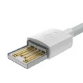 Кабел за данни USB към Lightning, бързо зареждане 2.4A, 480Mbps, 1.5m (комплект 2) - Baseus (TZCALZJ-02) - бял