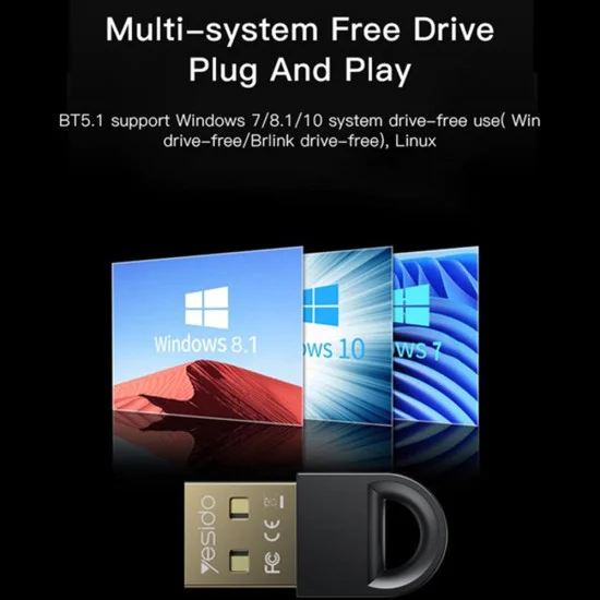 Безжичен USB-A към Bluetooth адаптер - Yesido (YAU34) - черен