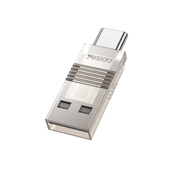 Четец на TF карти, USB, Type-C, 480Mbps - Yesido (GS21) - Прозрачен