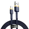 USB към Lightning кабел, бързо зареждане, QC3.0, 2.4A, 1m - Baseus Cafule (CALKLF-BV3) - син / златист