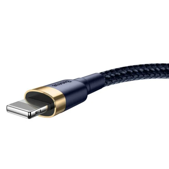 USB към Lightning кабел, бързо зареждане, QC3.0, 2.4A, 1m - Baseus Cafule (CALKLF-BV3) - син / златист