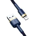USB към Lightning кабел, бързо зареждане, QC3.0, 2.4A, 1m - Baseus Cafule (CALKLF-BV3) - син / златист
