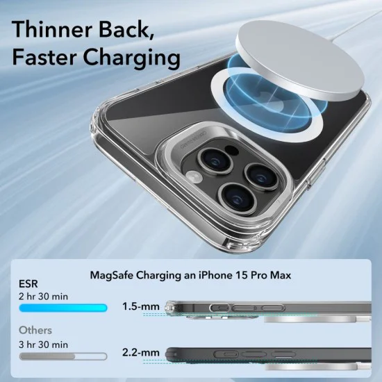 Калъф за iPhone 15 Pro Max - ESR Classic Classic Hybrid Hybrid HaloLock Kickstand - Clear