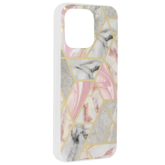 Калъф за iPhone 15 Pro Max - Marble Series - Pink Hex