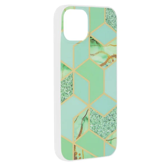 Калъф за iPhone 15 Plus - Серия Marble - Green Hex