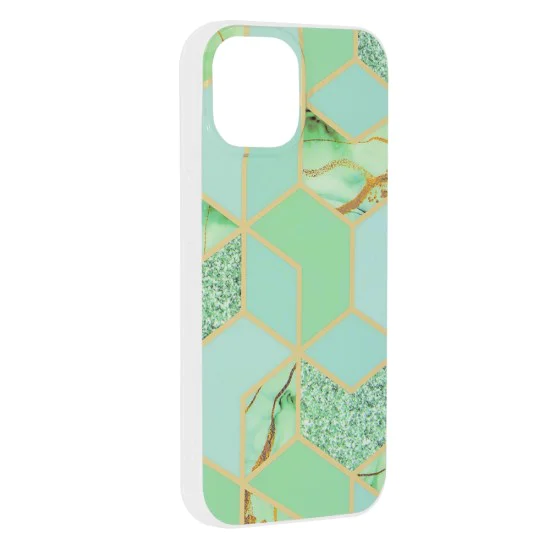 Калъф за iPhone 15 - серия Marble - Green Hex