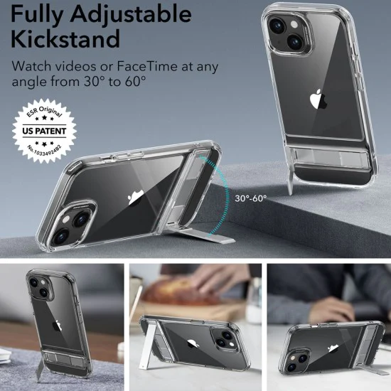 Калъф за iPhone 15 Plus - ESR Air Shield Boost Kickstand - Прозрачен