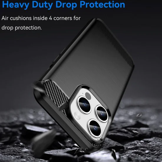 Калъф за iPhone 15 Pro Max - Carbon Silicone - Черен