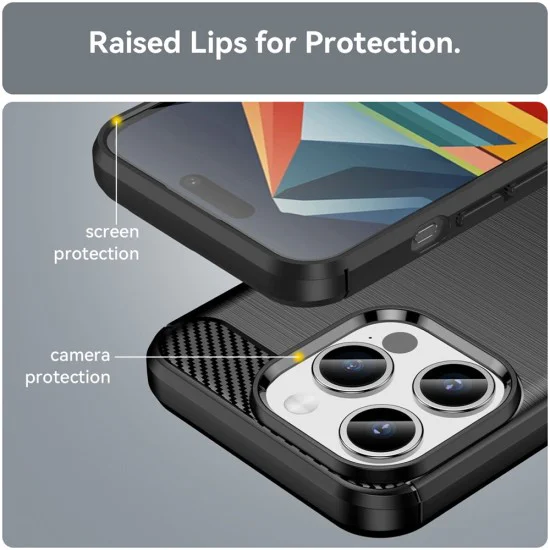 Калъф за iPhone 15 Pro Max - Carbon Silicone - Черен