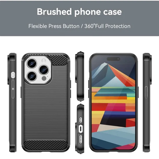 Калъф за iPhone 15 Pro Max - Carbon Silicone - Черен
