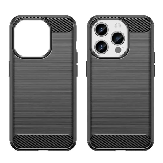 Калъф за iPhone 15 Pro - Carbon Silicone - Черен