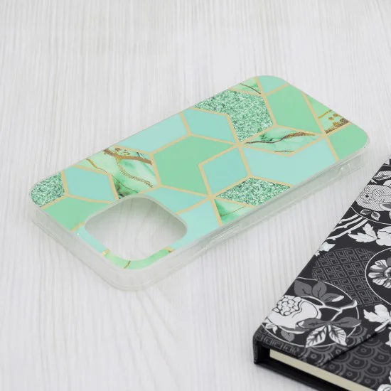 Калъф за iPhone 15 Pro Max - Marble Series - Green Hex