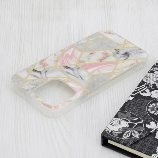 Калъф за iPhone 15 Pro Max - Marble Series - Pink Hex