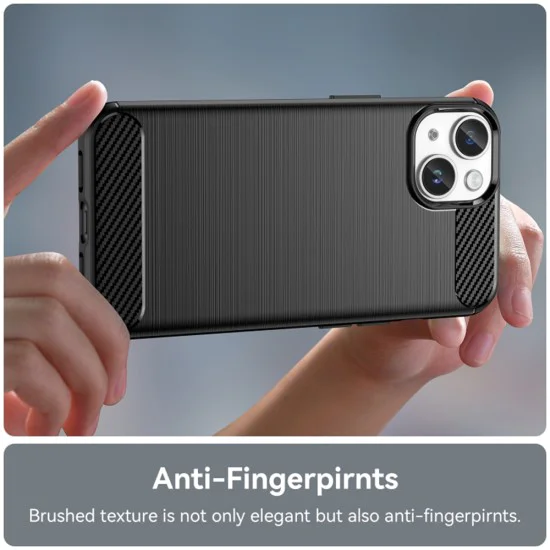 Калъф за iPhone 15 Plus - Carbon Silicone - Черен