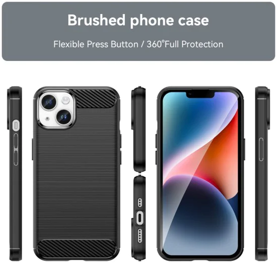 Калъф за iPhone 15 Plus - Carbon Silicone - Черен
