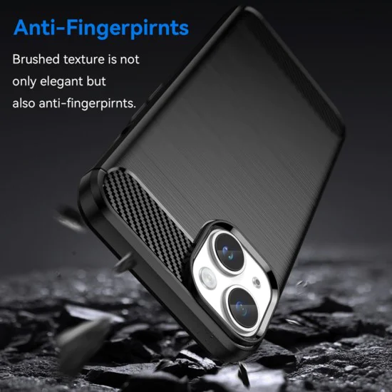 Калъф за iPhone 15 Plus - Carbon Silicone - Черен