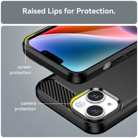 Калъф за iPhone 15 Plus - Carbon Silicone - Черен