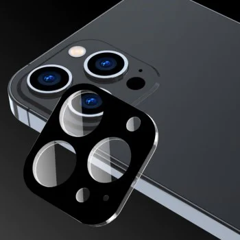 Протектор за камера за iPhone 15 Pro / iPhone 15 Pro Max - Цяло стъкло за камера - Черен