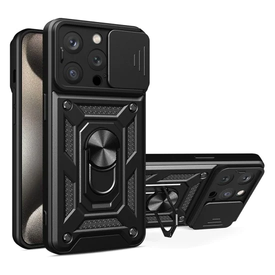 Калъф за iPhone 15 Pro - CamShield Series - черен