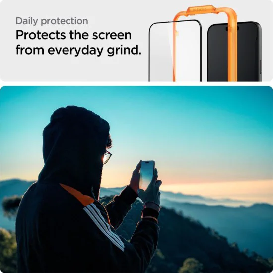 Калъф за iPhone 15 Pro (комплект 2) - Spigen Glas.TR Align Master - черен