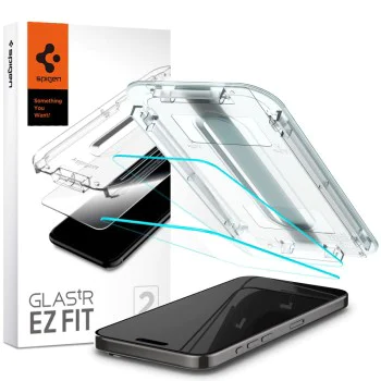 Протектор за iPhone 15 Pro (комплект 2) - Spigen Glas.tR EZ FIT - Clear