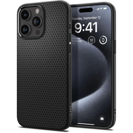 Калъф за iPhone 15 Pro - Spigen Liquid Air - Matte Black