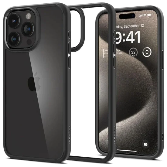 Калъф за iPhone 15 Pro Max - Spigen - Ultra Hybrid - Matte Black