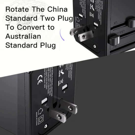 Пътническо зарядно – Yesido MC10 – 3× USB + Type-C, EU/UK/US/AUS, 3.6A – Черно