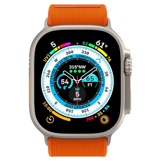 Каишка за Apple Watch 1/2/3/3/4/4/5/5/5/6/6/7/8/7/8/9/10/SE/SE/SE 2/Ultra/Ultra 2 ( 42/44/45/46/49 мм) - Spigen Fit Lite Ultra - оранжев