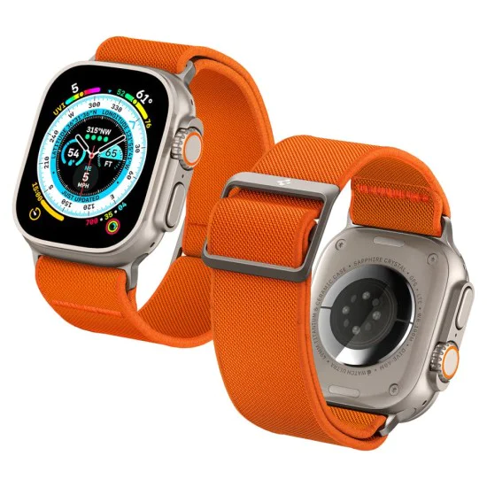 Каишка за Apple Watch 1/2/3/3/4/4/5/5/5/6/6/7/8/7/8/9/10/SE/SE/SE 2/Ultra/Ultra 2 ( 42/44/45/46/49 мм) - Spigen Fit Lite Ultra - оранжев