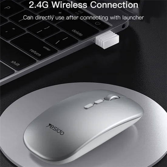 Мишка за лаптоп 800/1200/1600DPI, 2.4G - Yesido (KB15) - Сребриста
