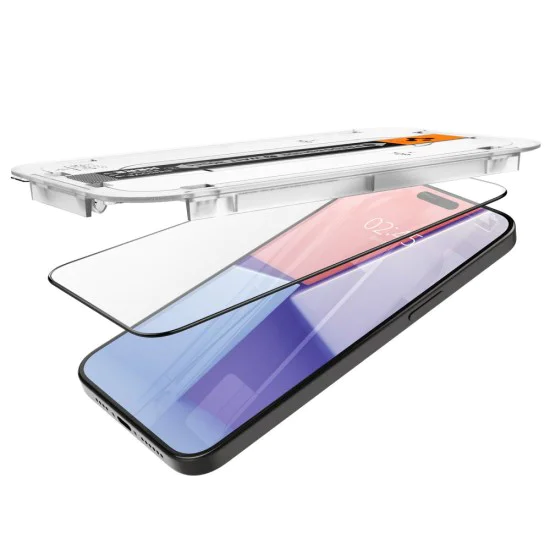 Протектор за iPhone 15 Pro (комплект 2) - Spigen Glas.tR EZ FIT - Черен