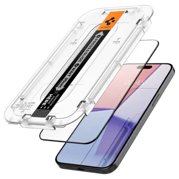 Протектор за iPhone 15 Pro (комплект 2) - Spigen Glas.tR EZ FIT - Черен