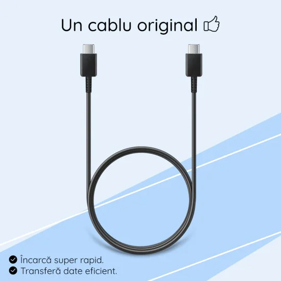Кабел за данни USB-C към Type-C бързо зареждане 3A 3A, 1m - Samsung (EP-DA705BWE) - Бял (Опаковка на едро)