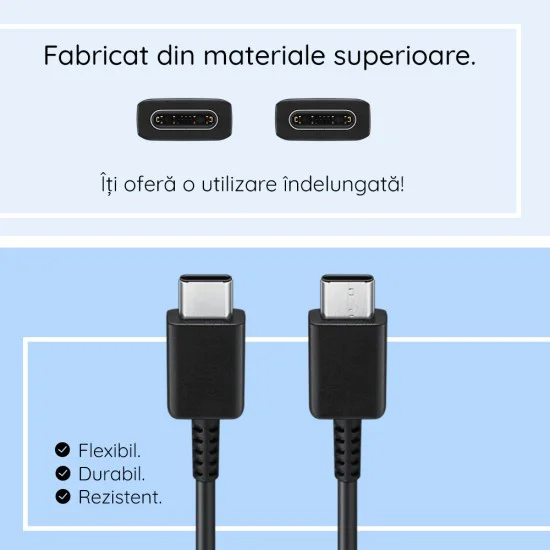 Кабел за данни USB-C към Type-C бързо зареждане 3A 3A, 1m - Samsung (EP-DA705BWE) - Бял (Опаковка на едро)