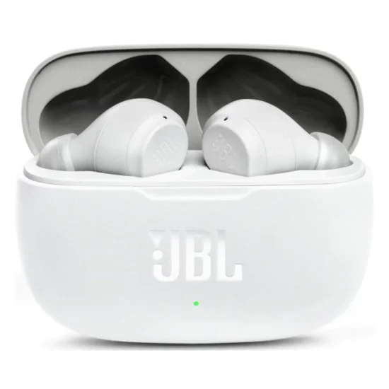 Bluetooth слушалка за поставяне в ушите с микрофон TWS - JBL (Wave 200) - бяла