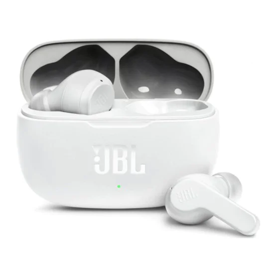 Bluetooth слушалка за поставяне в ушите с микрофон TWS - JBL (Wave 200) - бяла