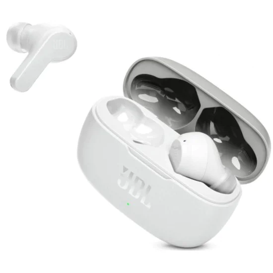 Bluetooth слушалка за поставяне в ушите с микрофон TWS - JBL (Wave 200) - бяла