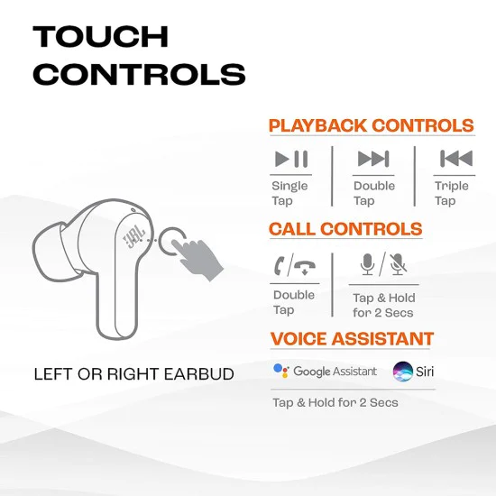 Bluetooth слушалки за поставяне в ушите с микрофон TWS - JBL (Wave 200) - черни