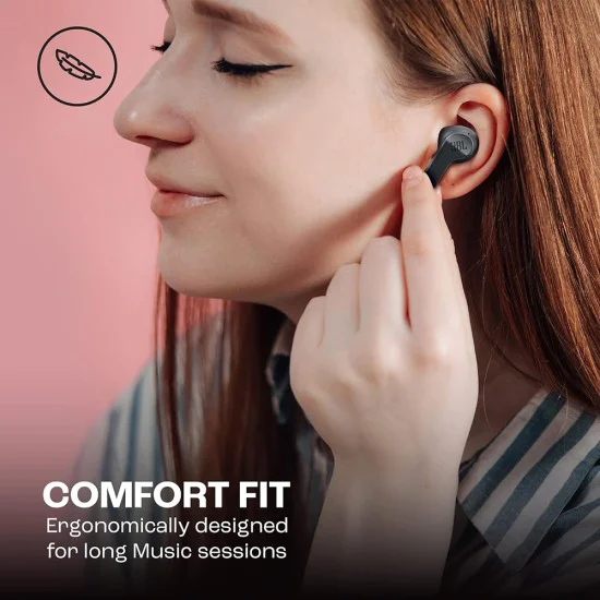 Bluetooth слушалки за поставяне в ушите с микрофон TWS - JBL (Wave 200) - черни